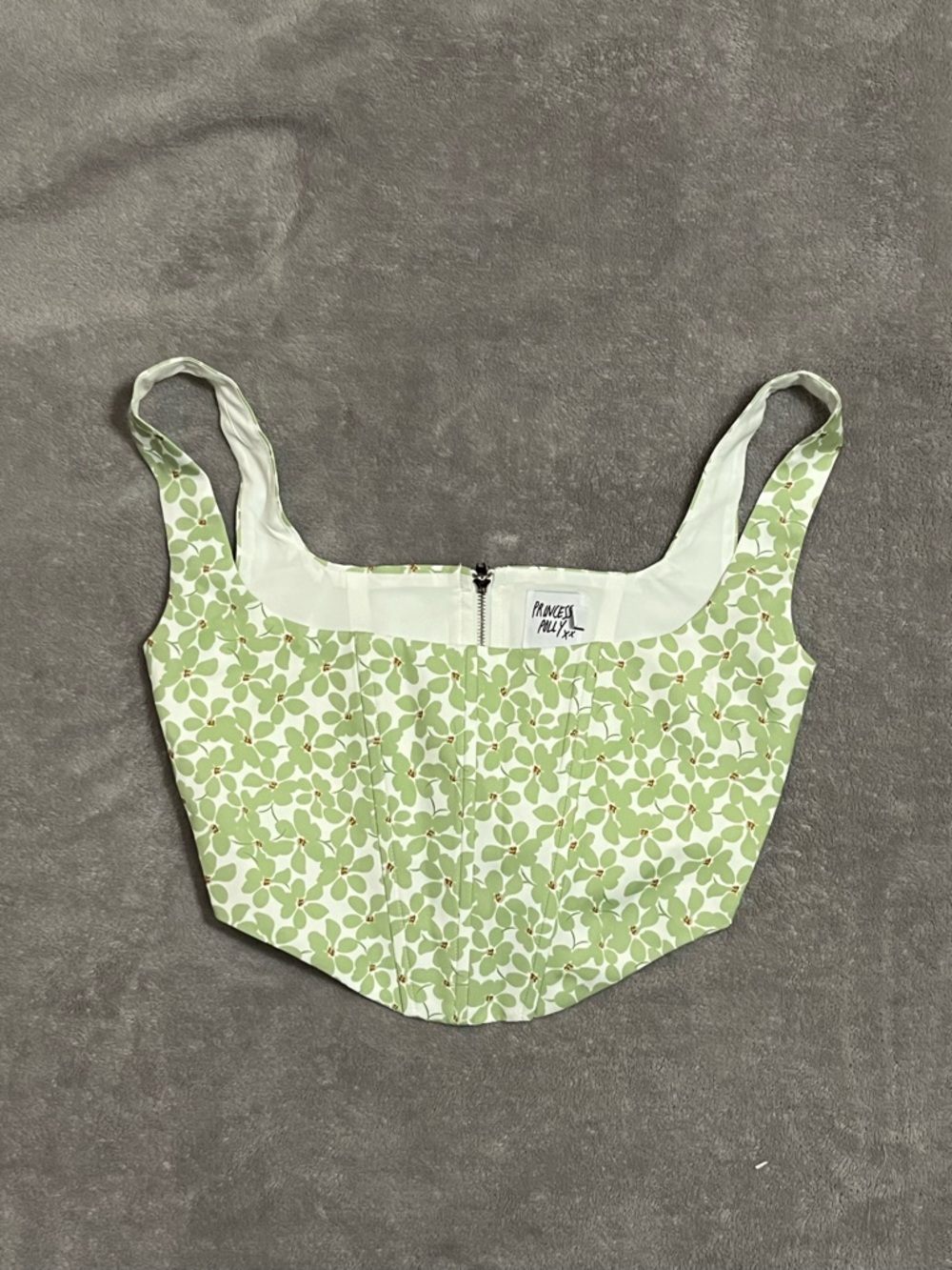 Princess Polly Light Green Floral Corset Tank
